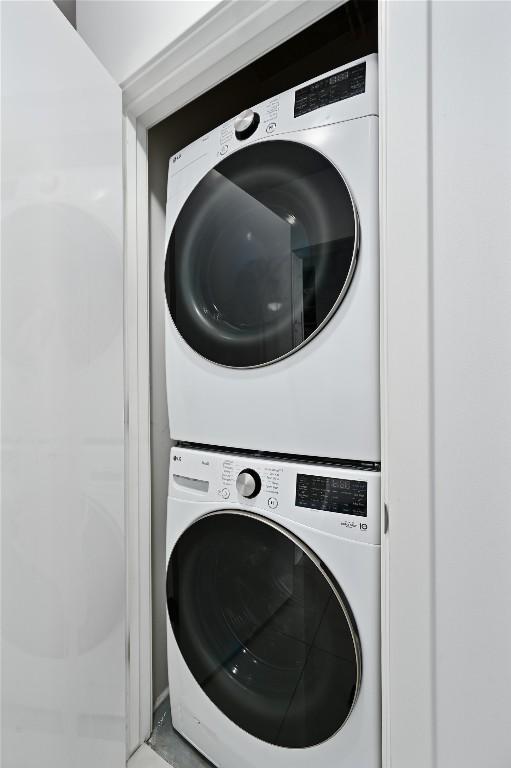 360 Nueces St Unit 3602, Austin, TX 78701 - washroom with estacked washer and dryer