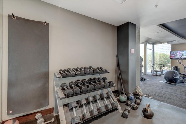 360 Nueces St Unit 3602, Austin, TX 78701 - workout area featuring a wall of windows