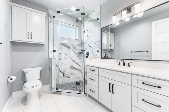 178 Balch Rd, Elgin, TX 78621 - full bathroom featuring vanity, a marble finish shower, and tile patterned flooring