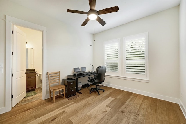 192 Call Dr, Austin, TX 78737 - office featuring light wood finished floors, ceiling fan, and baseboards