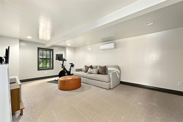 1712 Hartford Rd, Austin, TX 78703 - carpeted living area with a wall mounted AC, baseboards, and recessed lighting