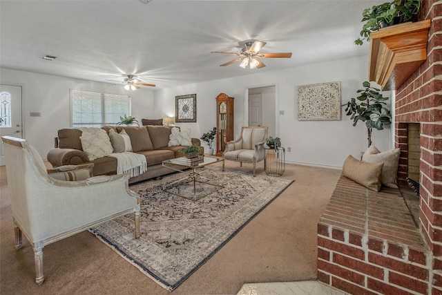 1110 County Road 439, Dime Box, TX 77853 - living room with ceiling fan and carpet flooring
