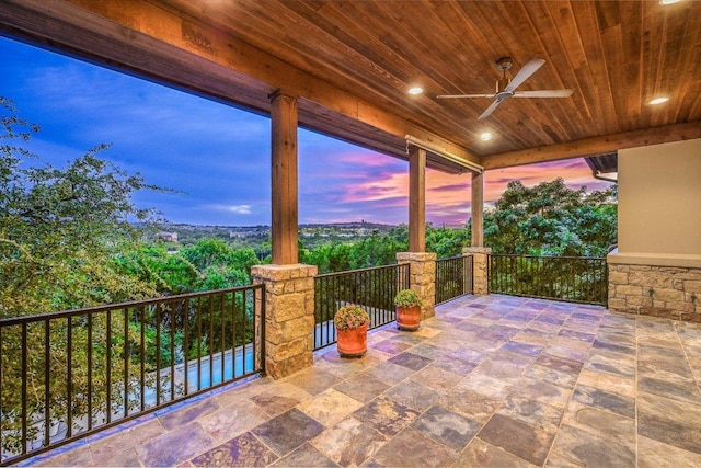 1101 Sprague Ln, West Lake Hills, TX 78746 - view of patio / terrace with ceiling fan and a balcony
