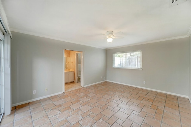 4020 Far W Blvd, Austin, TX 78731 - unfurnished bedroom with crown molding, a closet, ceiling fan, and ensuite bathroom