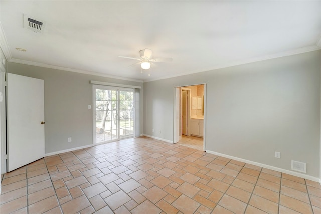 4020 Far W Blvd, Austin, TX 78731 - empty room with a ceiling fan, crown molding, and baseboards