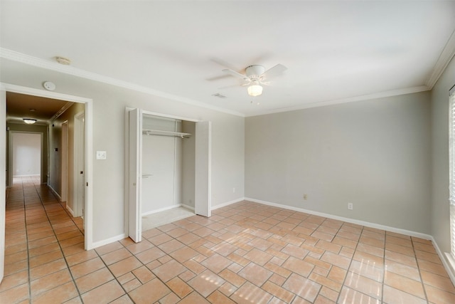 4020 Far W Blvd, Austin, TX 78731 - unfurnished bedroom featuring crown molding, a closet, and ceiling fan
