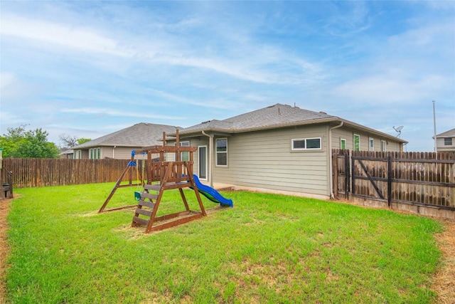466 Sand Trl, New Braunfels, TX 78130 - back of property with a playground