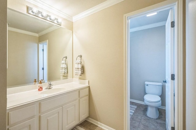 12709 Pinto Chase Ct, Austin, TX 78732 - bathroom featuring vanity, crown molding, and tile patterned floors