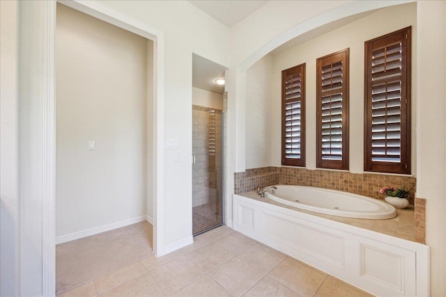 331 Littleton Dr, Austin, TX 78737 - full bathroom with tile patterned flooring, a whirlpool tub, and a shower stall
