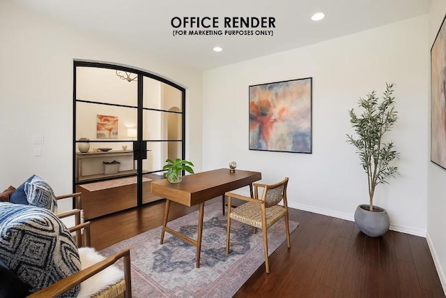 331 Littleton Dr, Austin, TX 78737 - office with recessed lighting and dark wood-type flooring