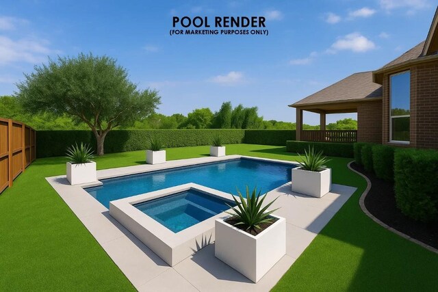 331 Littleton Dr, Austin, TX 78737 - view of pool featuring an in-ground hot tub, a fenced backyard, and a patio area