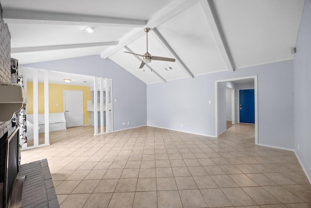 1301 S Meadows Dr, Austin, TX 78758 - unfurnished living room featuring ceiling fan, light tile patterned flooring, and baseboards