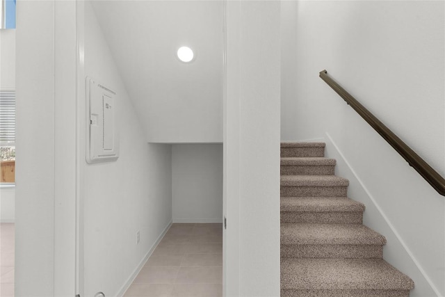 2705 Sage Ranch Dr Unit 20, Leander, TX 78641 - staircase featuring electric panel and tile patterned floors