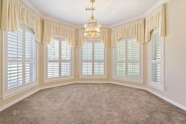 1204 Fairway Cir, Salado, TX 76571 - carpeted empty room featuring a chandelier and crown molding