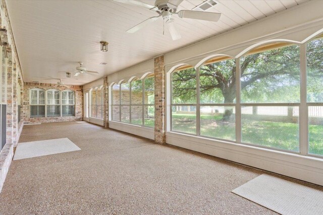 1204 Fairway Cir, Salado, TX 76571 - unfurnished sunroom featuring ceiling fan and carpet