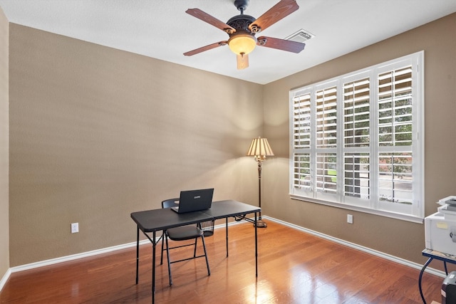 306 Water Oak Dr, Cedar Park, TX 78613 - office space with wood finished floors, ceiling fan, and baseboards