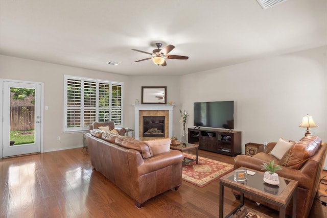306 Water Oak Dr, Cedar Park, TX 78613 - living room featuring healthy amount of natural light, wood finished floors, and a ceiling fan