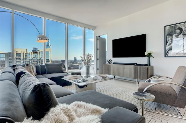 301 W Ave Unit 4103, Austin, TX 78701 - living area with expansive windows, healthy amount of natural light, and a view of city