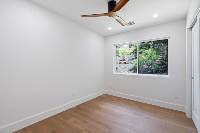3403 Cascadera Dr, Austin, TX 78731 - empty room with light wood-style flooring, recessed lighting, and ceiling fan