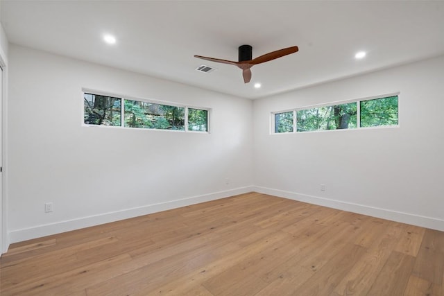 3403 Cascadera Dr, Austin, TX 78731 - spare room featuring recessed lighting, a ceiling fan, and light wood-style floors