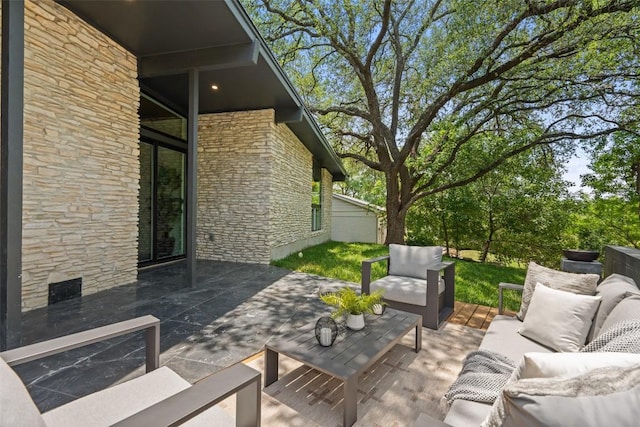 3403 Cascadera Dr, Austin, TX 78731 - view of patio / terrace with an outdoor hangout area