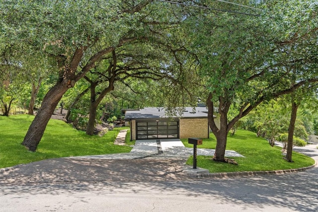 3403 Cascadera Dr, Austin, TX 78731 - view of home's community with concrete driveway, a lawn, and a garage