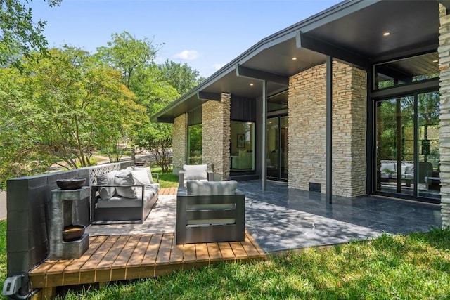 3403 Cascadera Dr, Austin, TX 78731 - view of patio / terrace with an outdoor living space and a deck