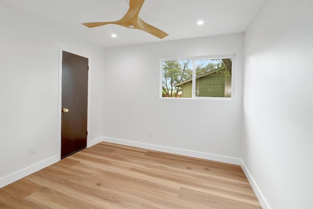 3812 Tarragona Ln, Austin, TX 78727 - unfurnished room with a ceiling fan, light wood-type flooring, recessed lighting, and baseboards
