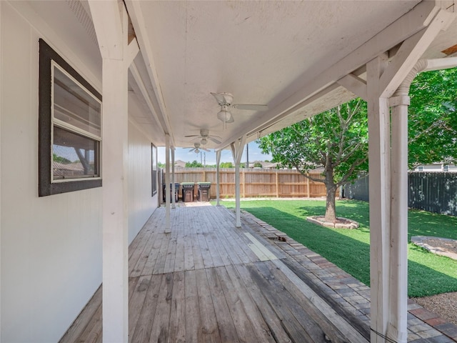 604 Creston St, Hutto, TX 78634 - wooden deck with a ceiling fan