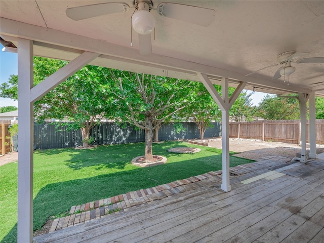 604 Creston St, Hutto, TX 78634 - wooden terrace with a ceiling fan