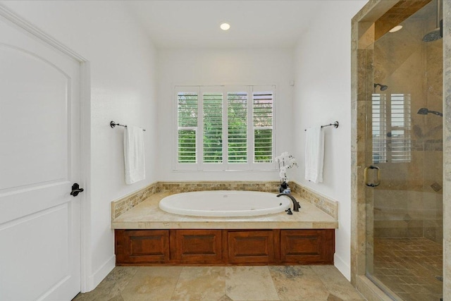 9308 Prince Charles, Austin, TX 78730 - bathroom with a garden tub and a shower stall