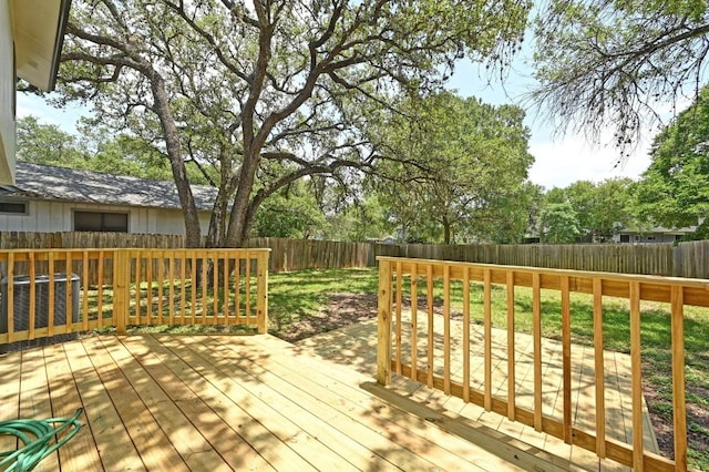 909 Silcantu Dr, Austin, TX 78748 - wooden terrace with a fenced backyard