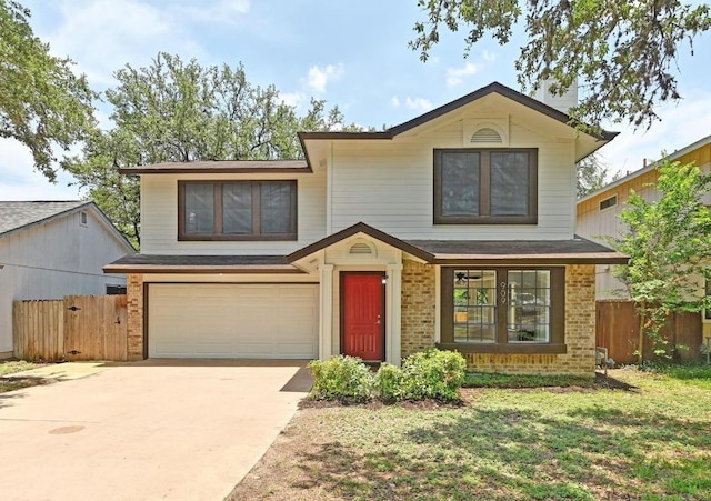 909 Silcantu Dr, Austin, TX 78748 - view of front facade with brick siding, an attached garage, and driveway