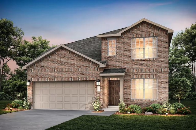 2807 Dimmit Dr, Temple, TX 76501 - view of front of home with brick siding, driveway, roof with shingles, and a garage