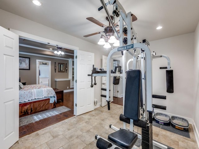 20104 Bunker Cv, Lago Vista, TX 78645 - workout area with recessed lighting and a ceiling fan