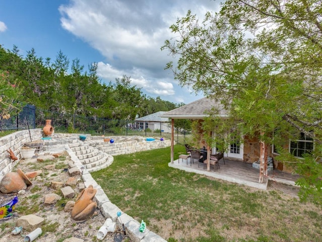 20104 Bunker Cv, Lago Vista, TX 78645 - view of yard featuring a patio and a wooden deck