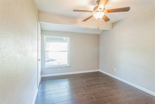 10108 Osprey Ct, Austin, TX 78750 - empty room featuring wood tiled floors, ceiling fan, and baseboards