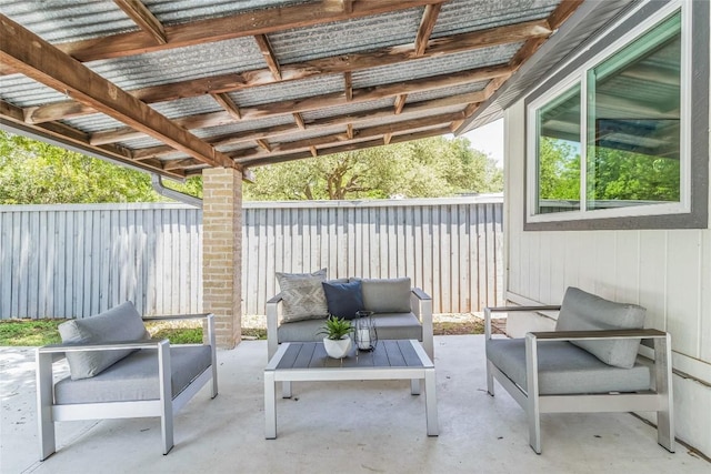 10108 Osprey Ct, Austin, TX 78750 - fenced backyard with a patio area and an outdoor living space