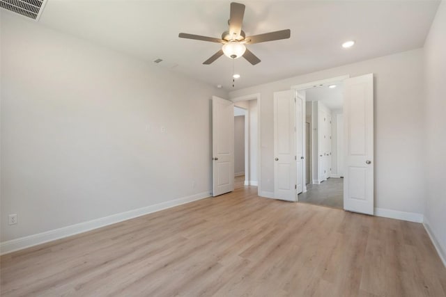 159 Fireside Rd, Austin, TX 78737 - unfurnished bedroom with recessed lighting, light wood finished floors, and ceiling fan