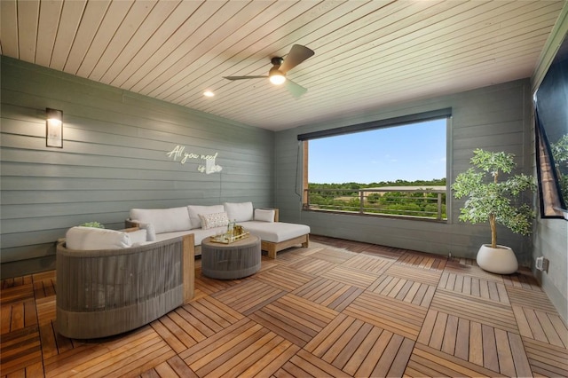 4702 Unity Cir, Austin, TX 78731 - deck featuring outdoor lounge area and ceiling fan