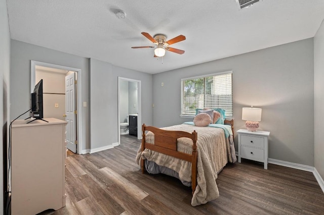 8007 Weldon Springs Ct, Austin, TX 78726 - bedroom with wood finished floors, ensuite bathroom, and a ceiling fan