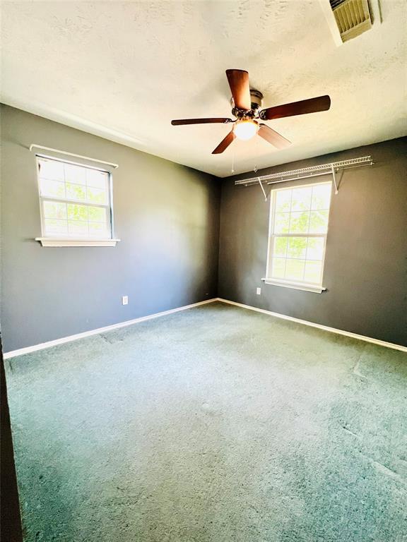 2105 W Gillis Ave, Cameron, TX 76520 - unfurnished room with a ceiling fan, plenty of natural light, and carpet