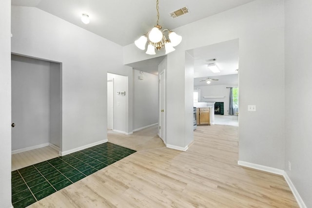 5000 Acorn Grove Ct, Austin, TX 78744 - unfurnished dining area with light wood finished floors, a chandelier, baseboards, and ceiling fan