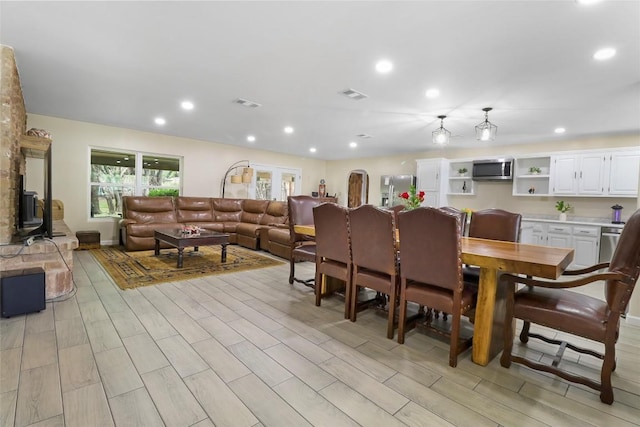 1313 Oakridge Dr, Blanco, TX 78606 - dining space featuring light wood-style floors and recessed lighting