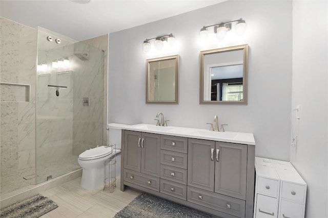 1313 Oakridge Dr, Blanco, TX 78606 - bathroom with a marble finish shower and double vanity