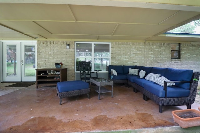 1313 Oakridge Dr, Blanco, TX 78606 - view of patio / terrace with french doors and outdoor lounge area