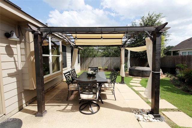 2721 Saddle Blanket Pl, Leander, TX 78641 - fenced backyard featuring a pergola, outdoor dining space, and a patio