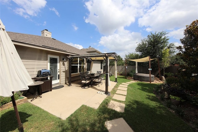 2721 Saddle Blanket Pl, Leander, TX 78641 - fenced backyard featuring a pergola, a patio, and a hot tub