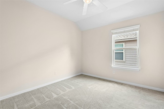 21105 Huckabee Bnd, Pflugerville, TX 78660 - unfurnished room with light carpet, ceiling fan, baseboards, and vaulted ceiling