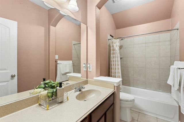 21105 Huckabee Bnd, Pflugerville, TX 78660 - bathroom featuring toilet, vanity, tile patterned flooring, and shower / bath combo